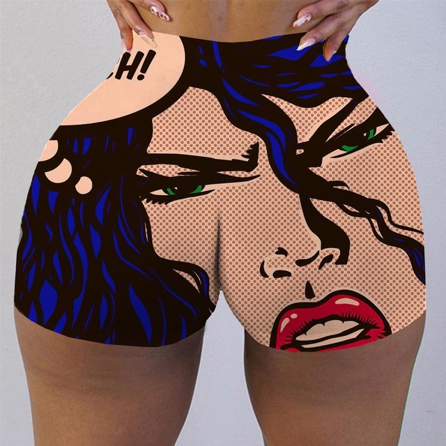 Plus Size Print Graphic Biker Shorts