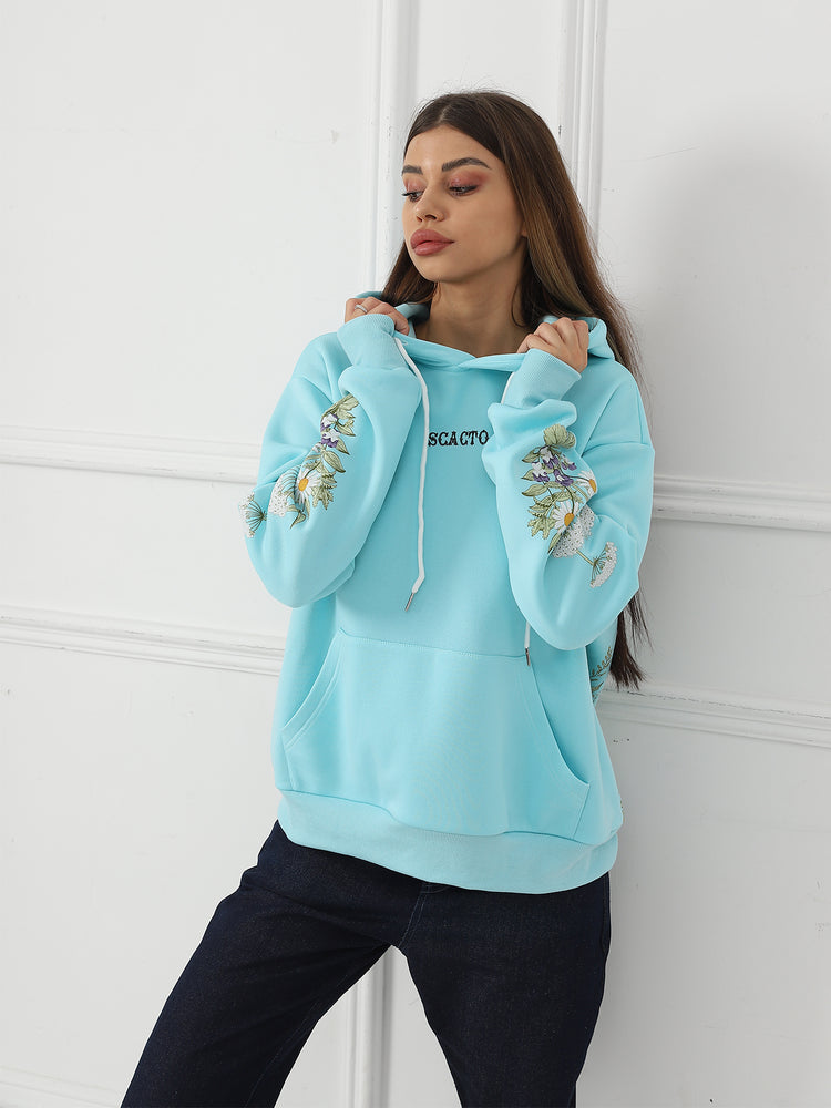 Floral Long Sleeved Sweatshirt Hoodie